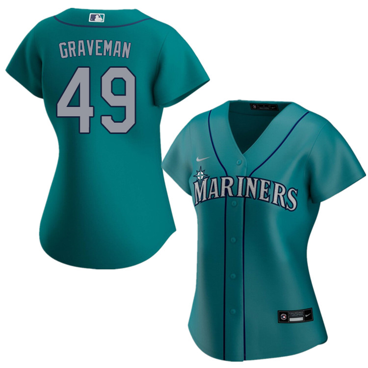 Nike Women #49 Kendall Graveman Seattle Mariners Baseball Jerseys Sale-Aqua